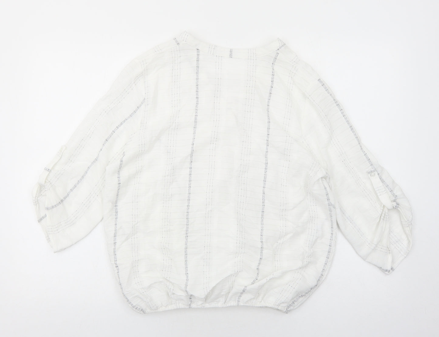 Atmosphere Womens White Geometric Viscose Basic Blouse Size 12 V-Neck