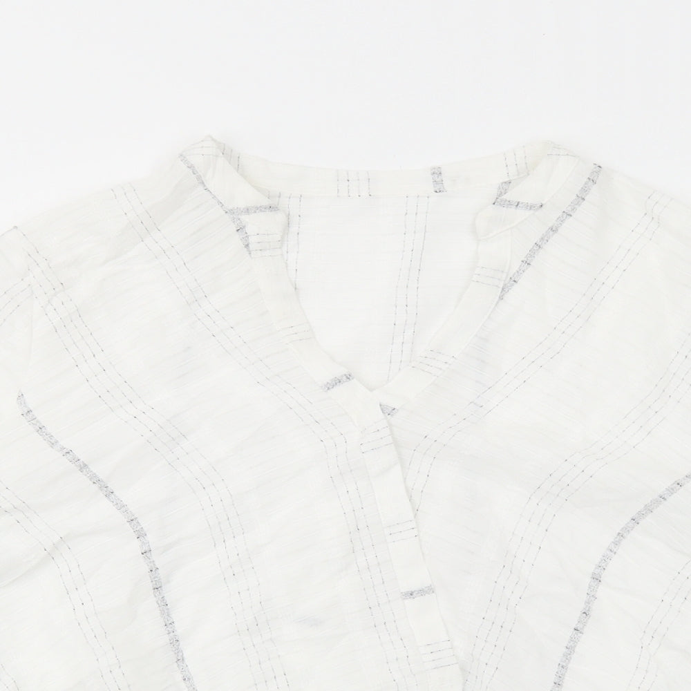 Atmosphere Womens White Geometric Viscose Basic Blouse Size 12 V-Neck