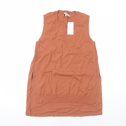NEXT Womens Orange Viscose Basic Tank Size S Scoop Neck