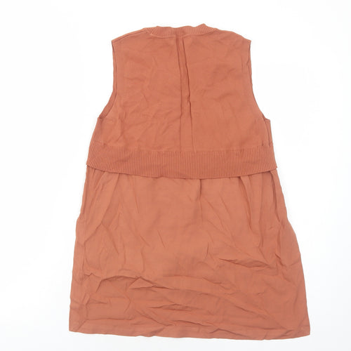NEXT Womens Orange Viscose Basic Tank Size S Scoop Neck