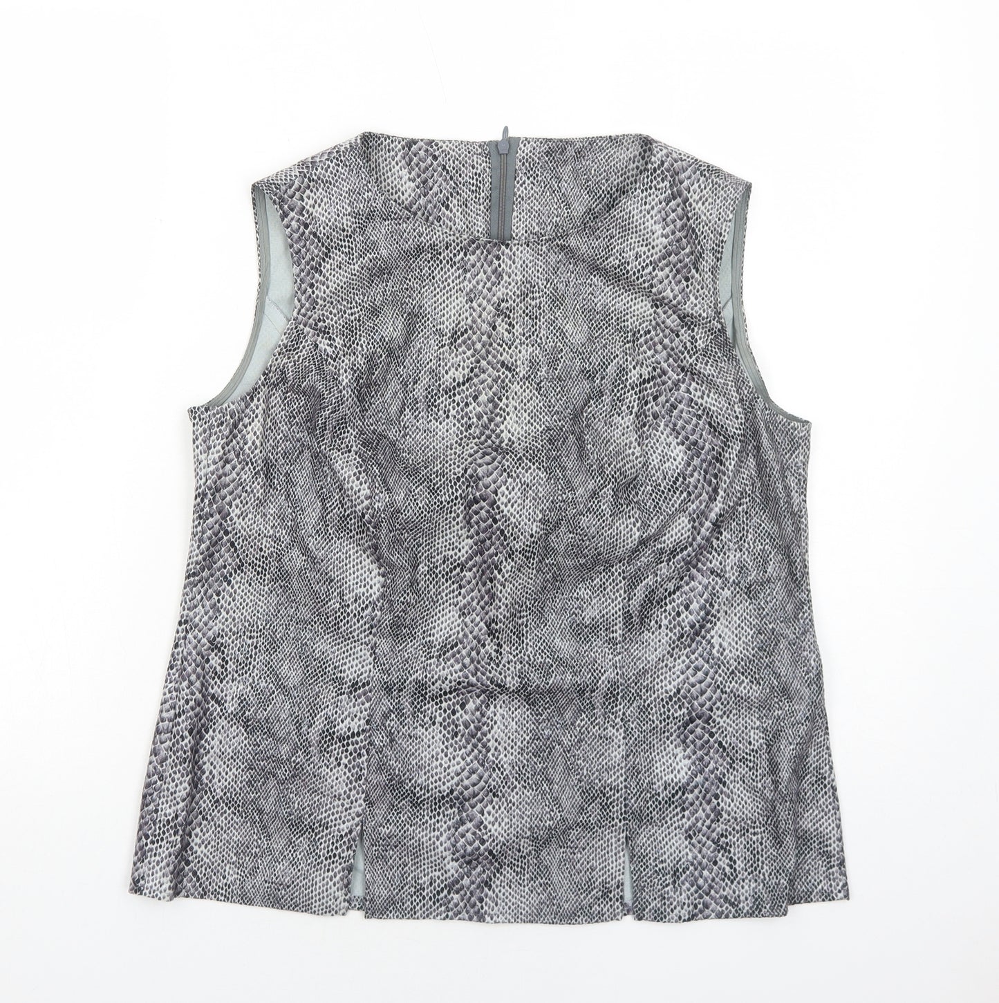 Preworn Womens Grey Animal Print Polyester Basic Tank Size 14 Scoop Neck - Snake Skin Print
