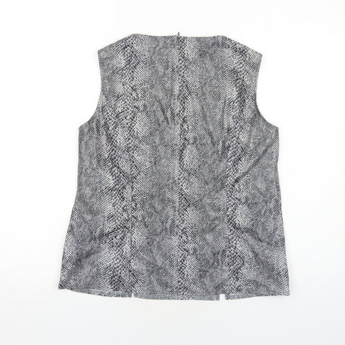 Preworn Womens Grey Animal Print Polyester Basic Tank Size 14 Scoop Neck - Snake Skin Print
