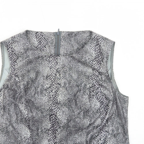 Preworn Womens Grey Animal Print Polyester Basic Tank Size 14 Scoop Neck - Snake Skin Print