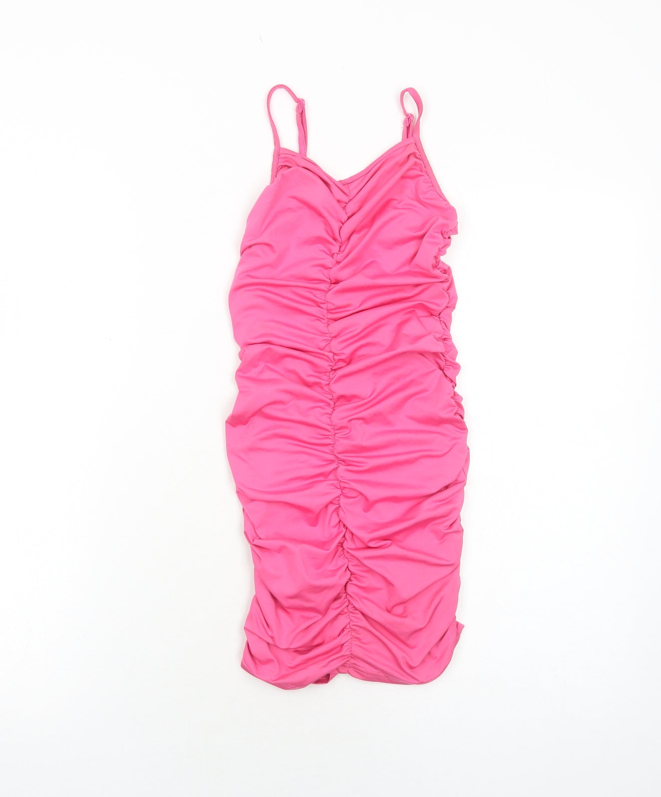 SheIn Girls Pink Polyester Pencil Dress Size 13 Years Square Neck Pullover