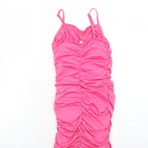 SheIn Girls Pink Polyester Pencil Dress Size 13 Years Square Neck Pullover