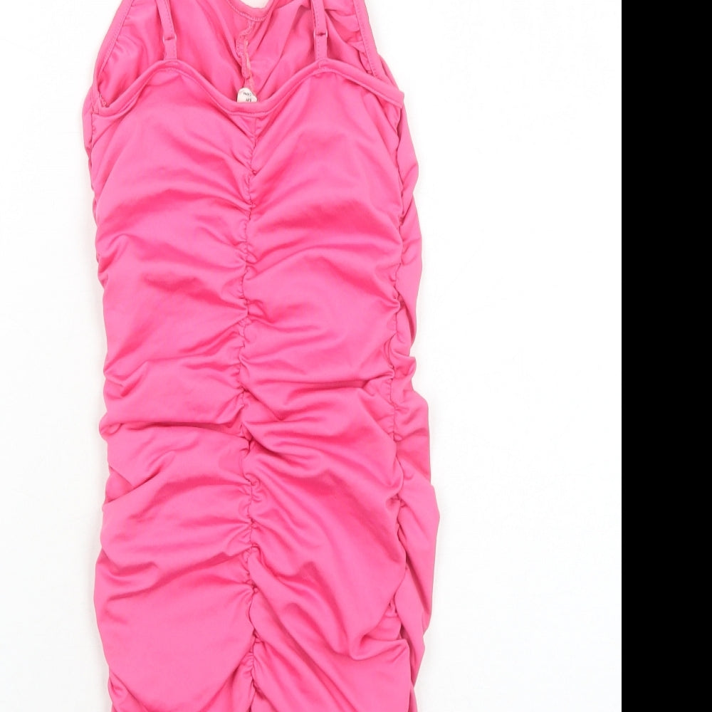SheIn Girls Pink Polyester Pencil Dress Size 13 Years Square Neck Pullover