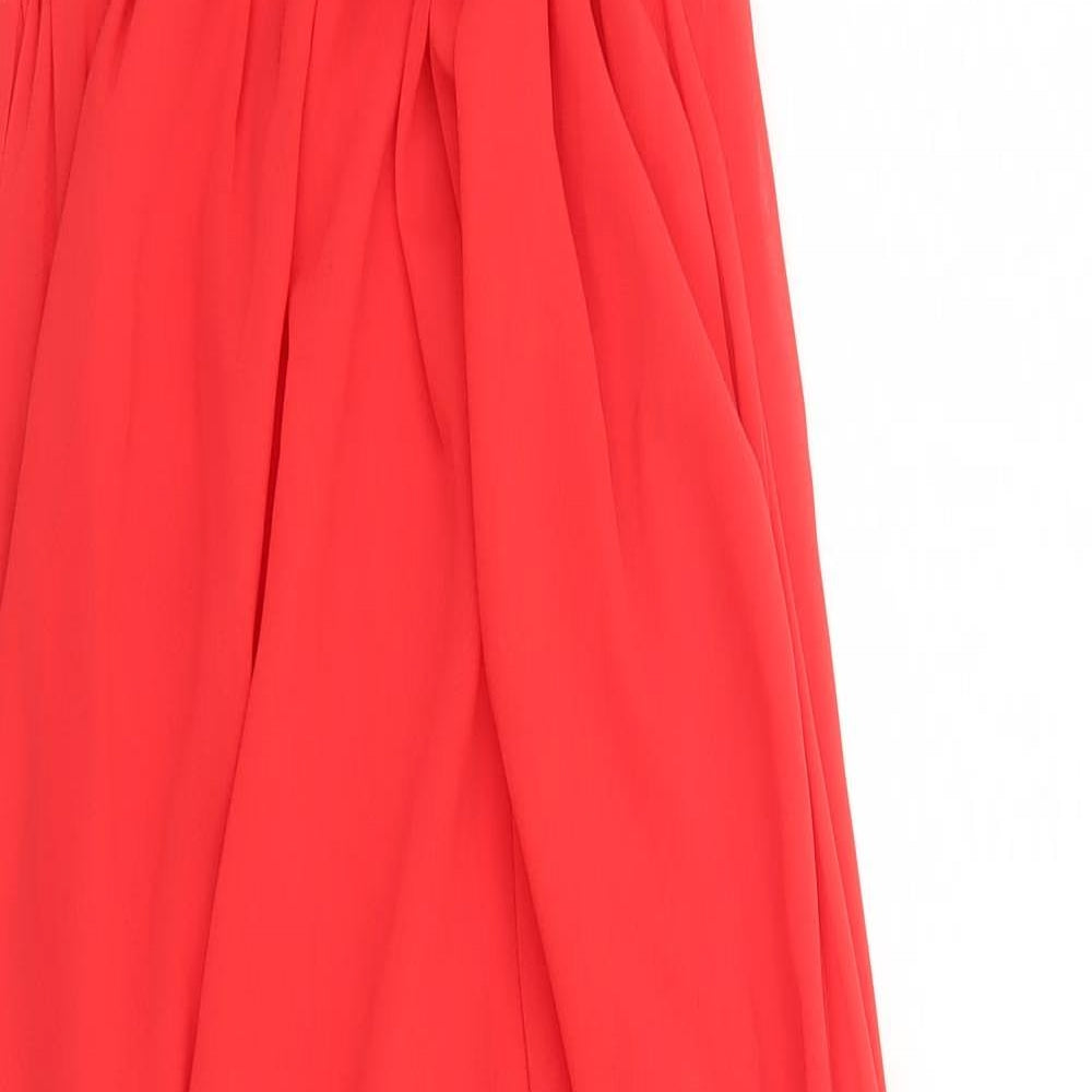 Preworn Womens Red Polyester Maxi Size S V-Neck Zip
