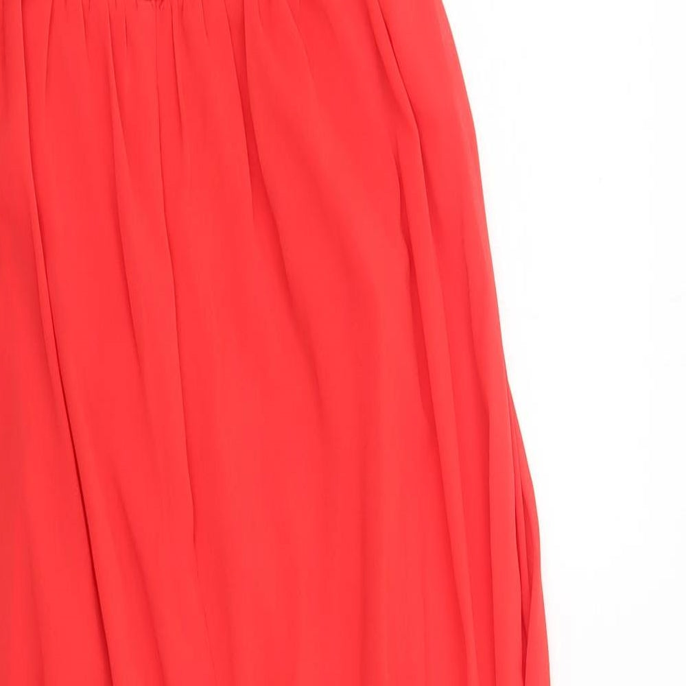 Preworn Womens Red Polyester Maxi Size S V-Neck Zip