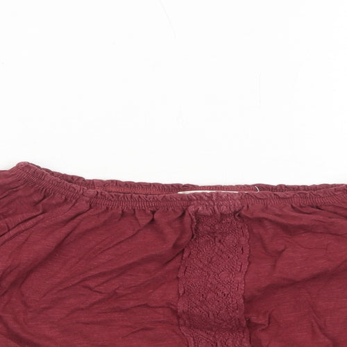 Miss Selfridge Womens Red Viscose Cropped Blouse Size 6 Boat Neck