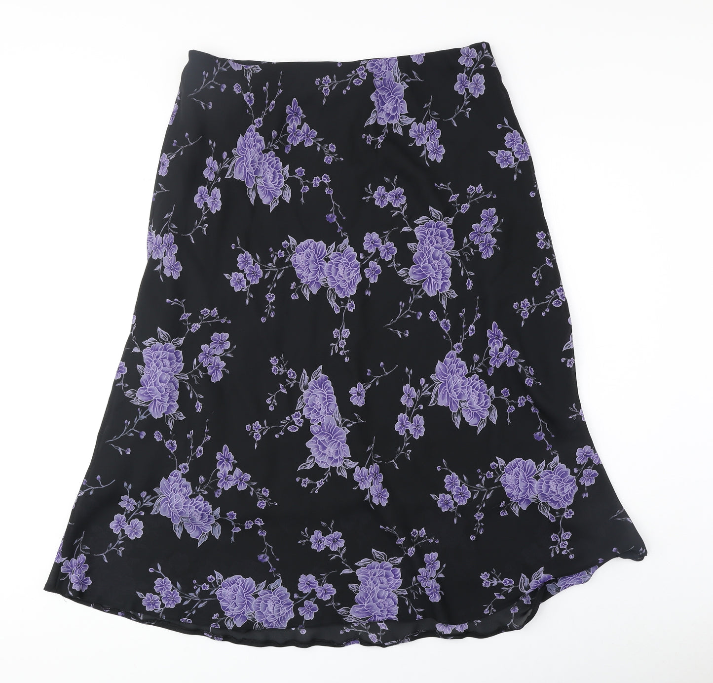 Bonmarché Womens Black Floral Polyester Swing Skirt Size 22