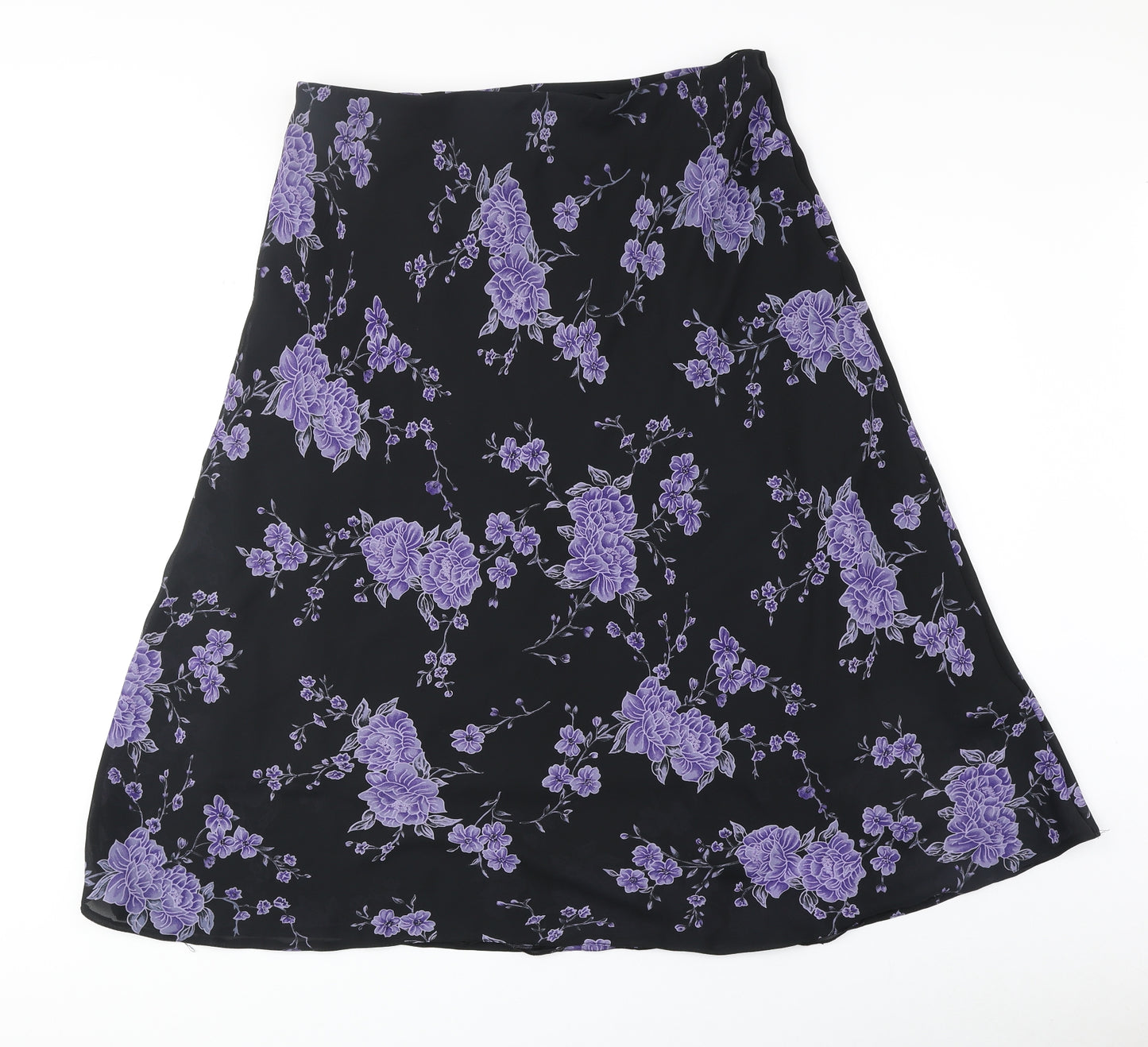 Bonmarché Womens Black Floral Polyester Swing Skirt Size 22