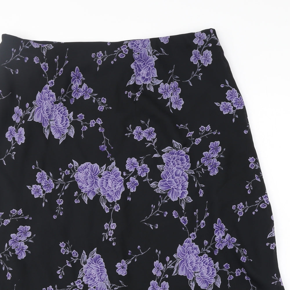 Bonmarché Womens Black Floral Polyester Swing Skirt Size 22