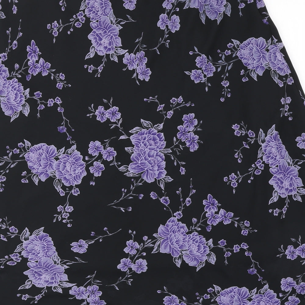 Bonmarché Womens Black Floral Polyester Swing Skirt Size 22
