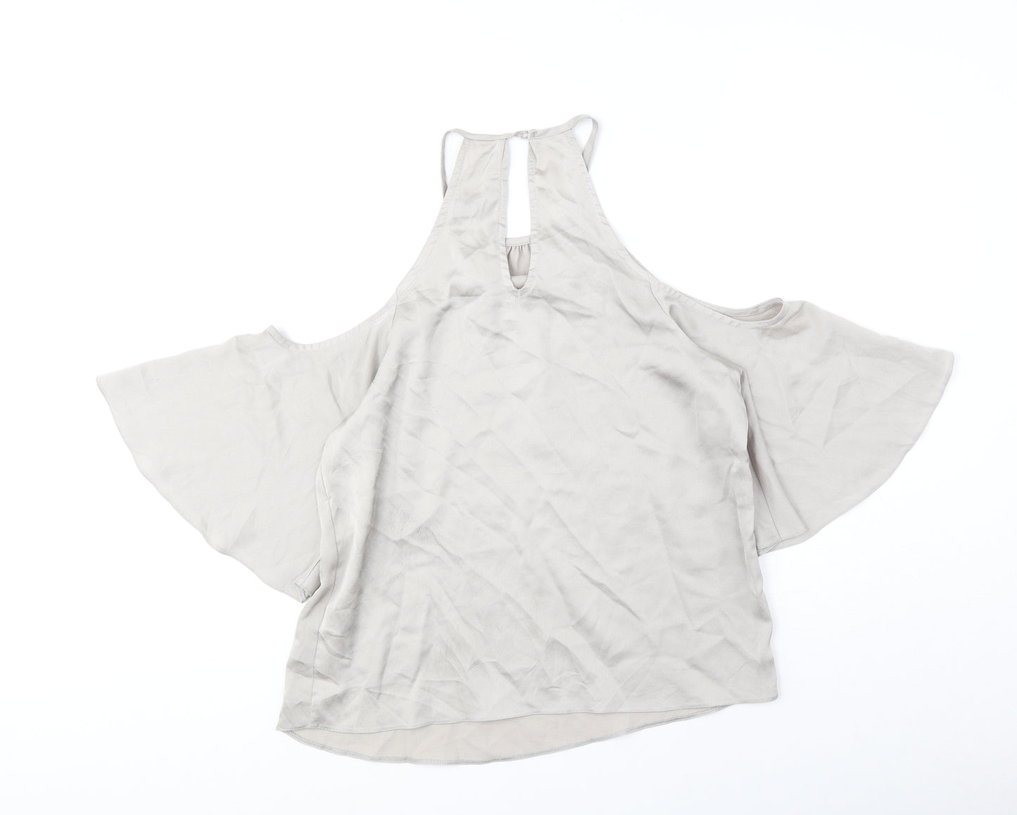 New Look Womens Beige Viscose Basic Tank Size 6 Round Neck - Cold Shoulders