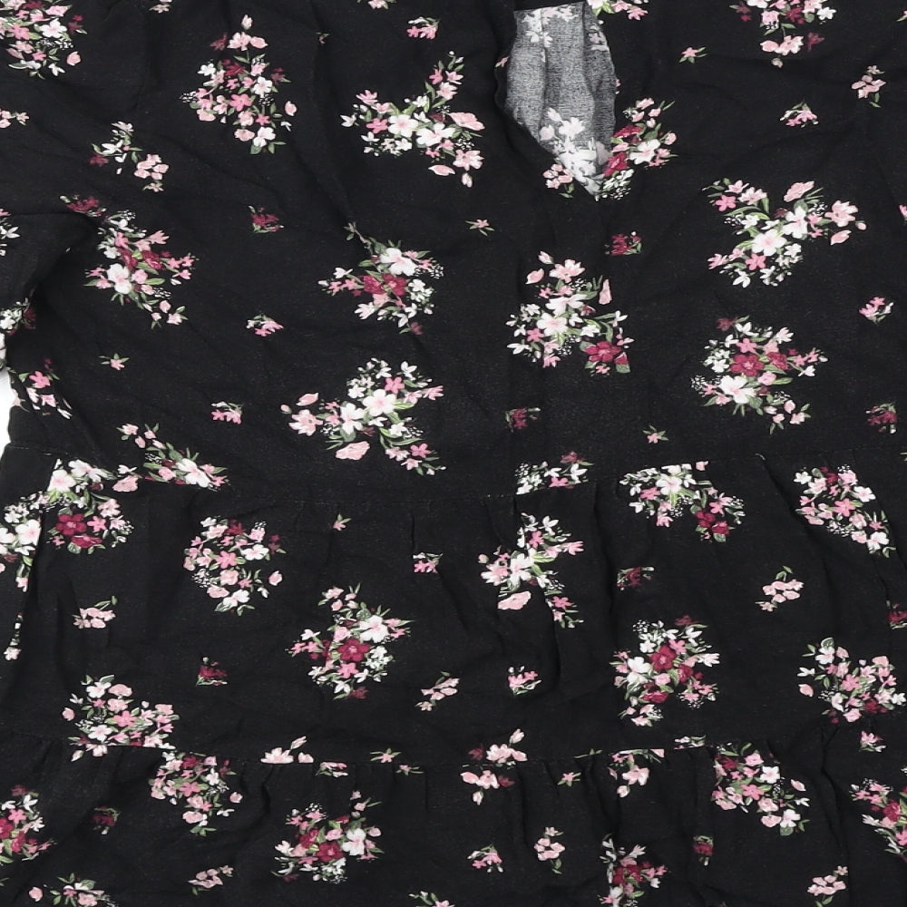 Dorothy Perkins Womens Black Geometric Viscose Basic Blouse Size 10 Mock Neck