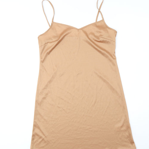 Primark Womens Brown Polyester Tank Dress Size 14 V-Neck Pullover