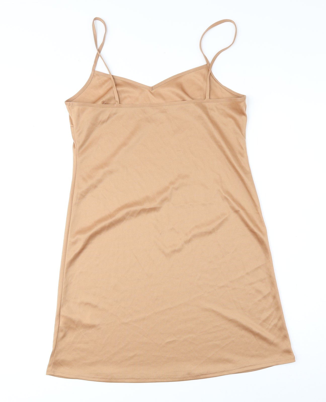 Primark Womens Brown Polyester Tank Dress Size 14 V-Neck Pullover