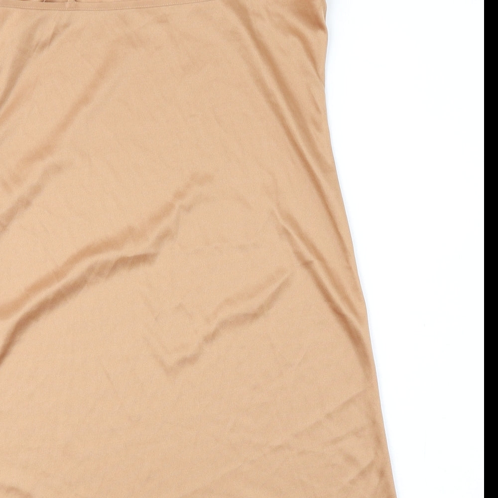 Primark Womens Brown Polyester Tank Dress Size 14 V-Neck Pullover