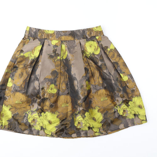Louche Womens Brown Floral Polyester Tulip Skirt Size 8 Zip