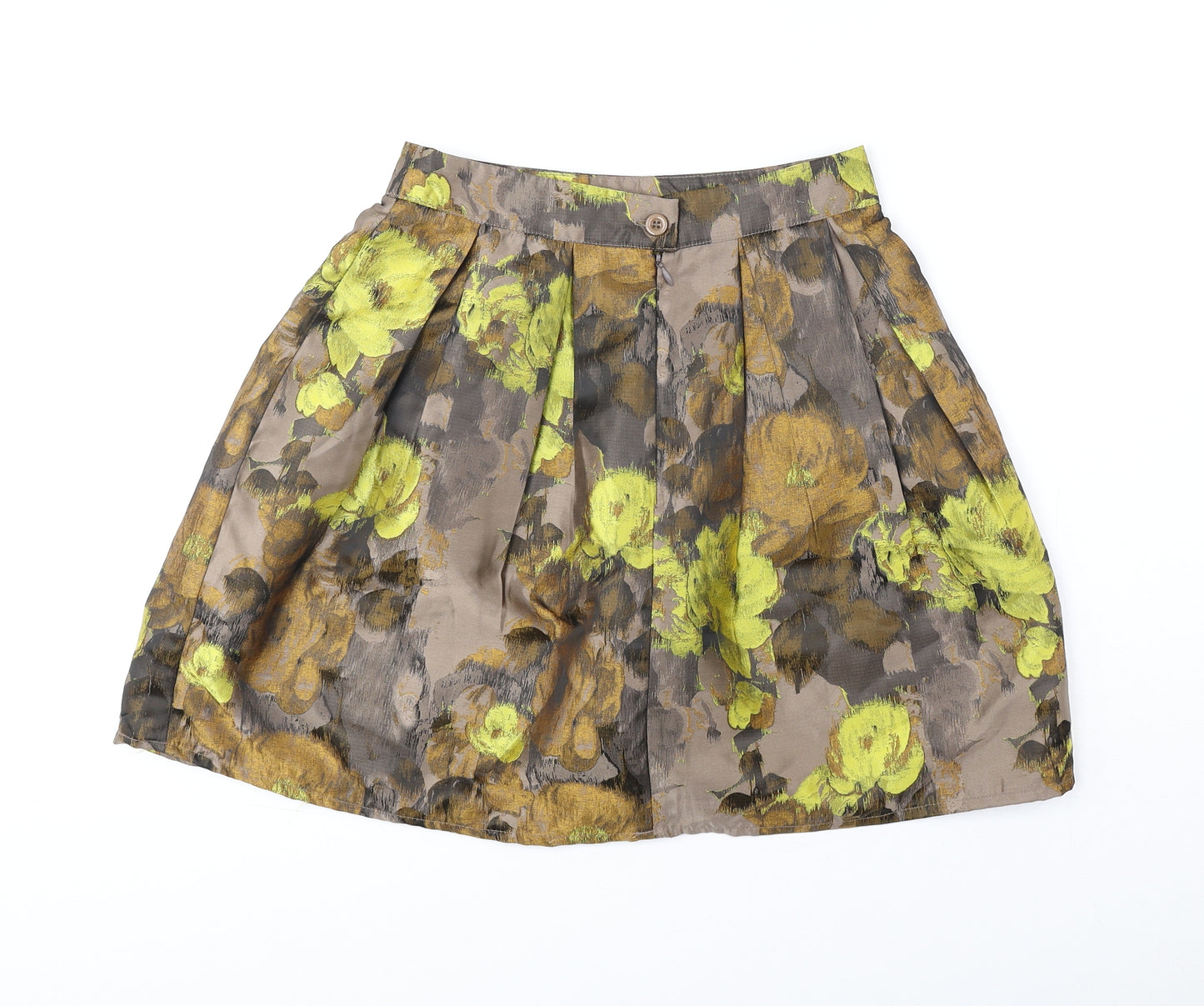 Louche Womens Brown Floral Polyester Tulip Skirt Size 8 Zip