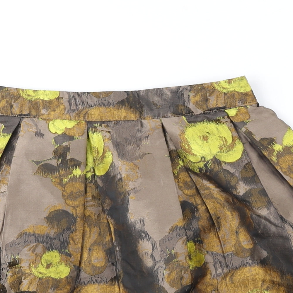 Louche Womens Brown Floral Polyester Tulip Skirt Size 8 Zip