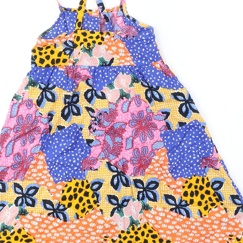 NEXT Girls Multicoloured Geometric 100% Cotton A-Line Size 8 Years Square Neck Button