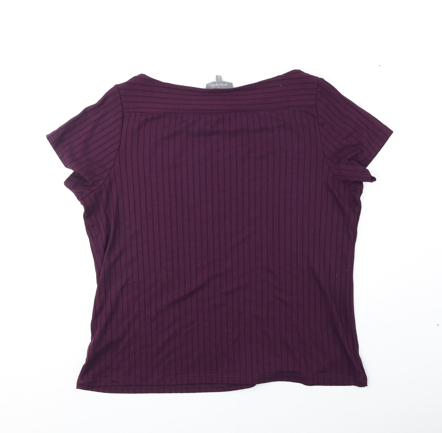 Principles Womens Red Striped Viscose Basic Blouse Size 16 Round Neck
