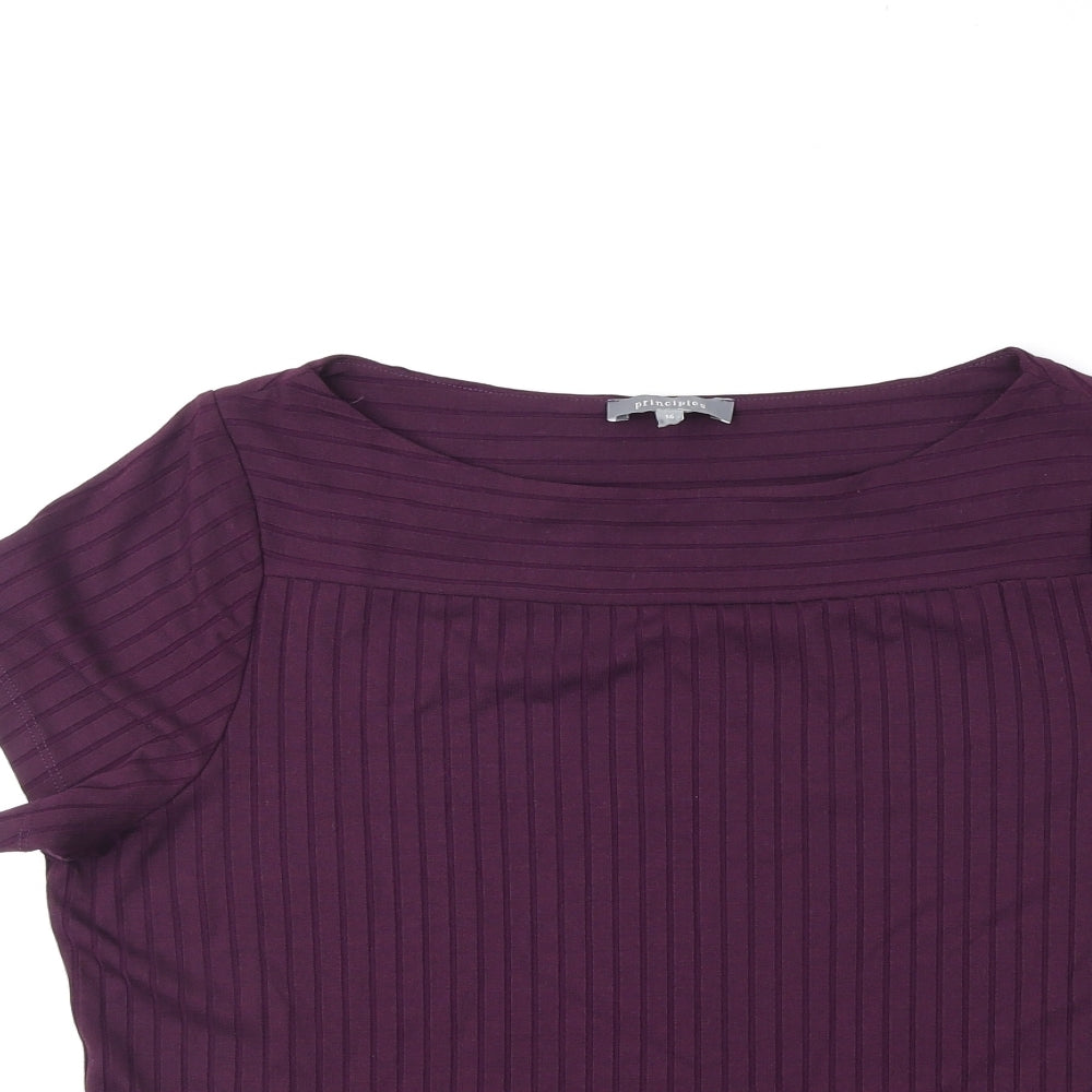 Principles Womens Red Striped Viscose Basic Blouse Size 16 Round Neck