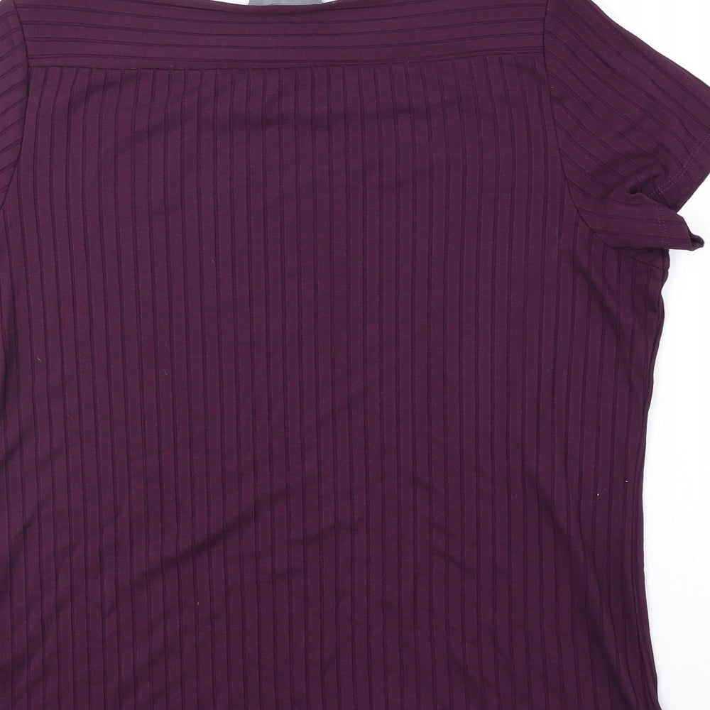 Principles Womens Red Striped Viscose Basic Blouse Size 16 Round Neck