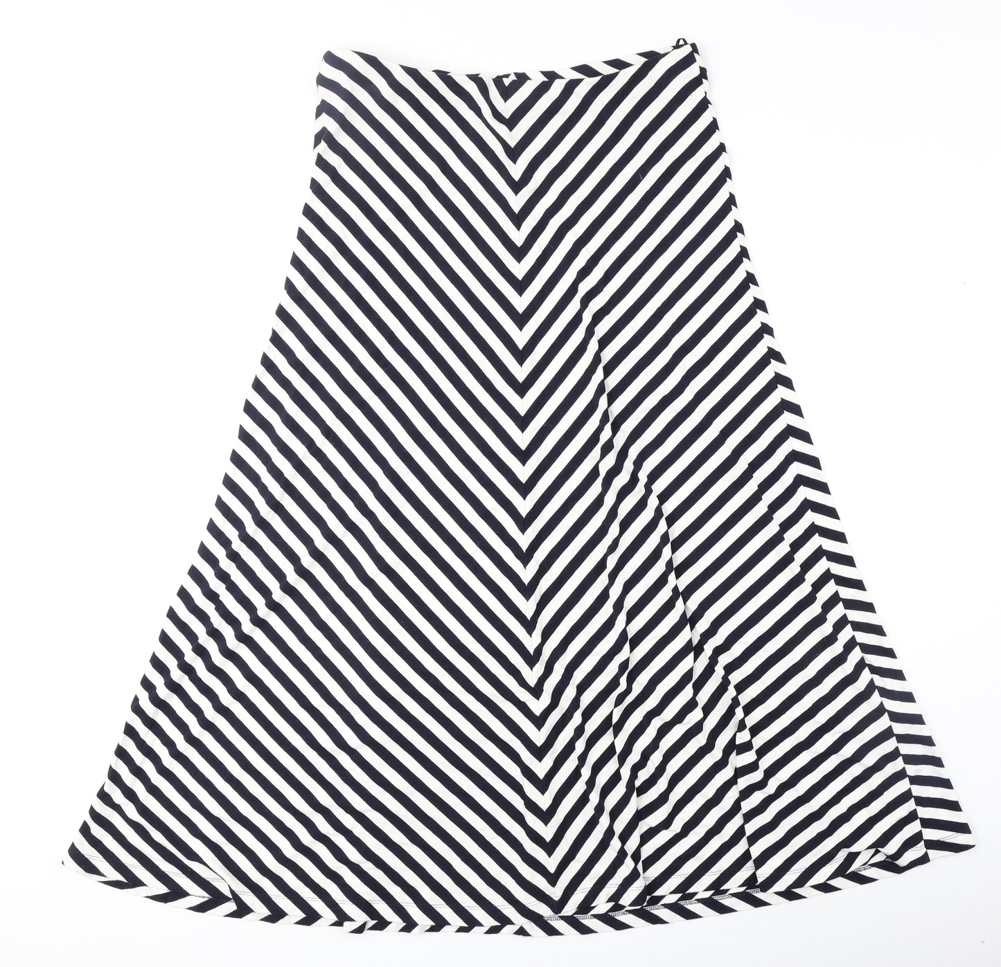 Per Una Womens Black Striped Polyester Maxi Skirt Size 14