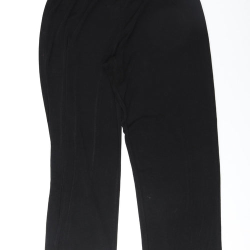 Preworn Womens Black Polyester Trousers Size 16 Regular