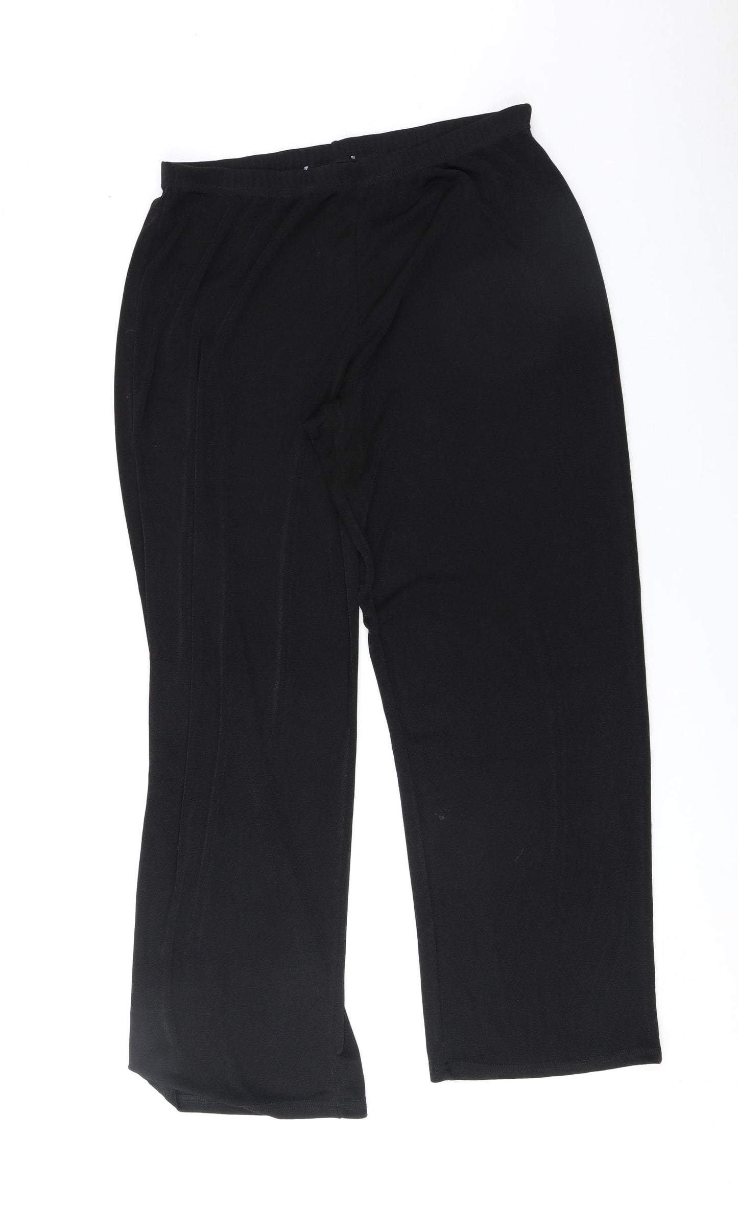 Preworn Womens Black Polyester Trousers Size 16 Regular