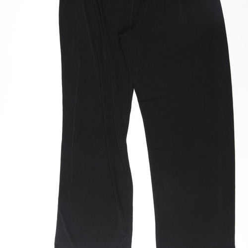 Preworn Womens Black Polyester Trousers Size 16 Regular