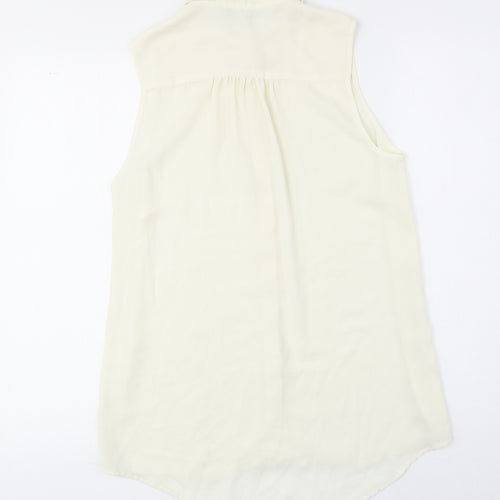 New Look Womens Ivory Polyester Basic Button-Up Size 10 Collared