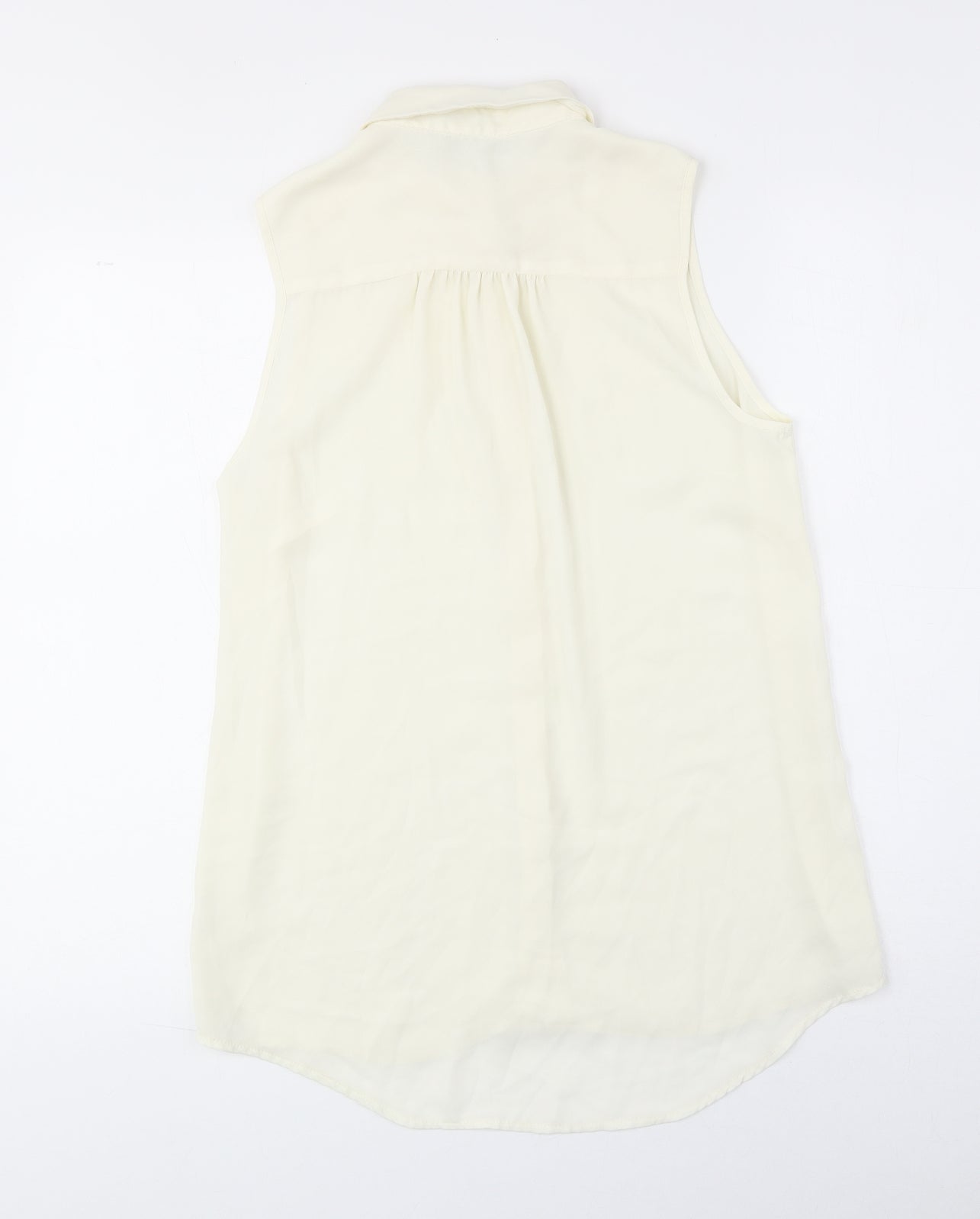 New Look Womens Ivory Polyester Basic Button-Up Size 10 Collared