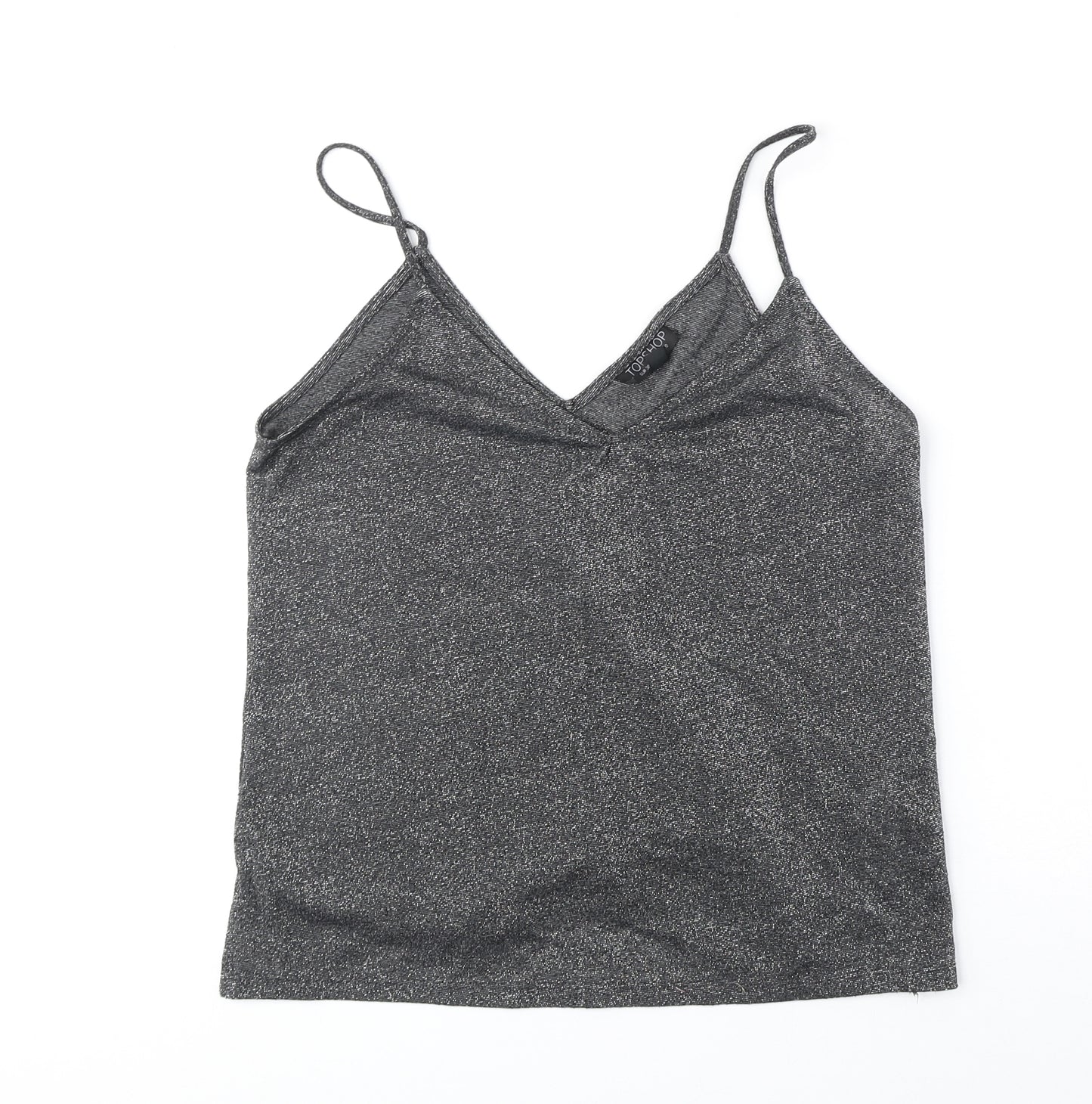 Topshop Womens Black Polyester Camisole Tank Size 10 V-Neck