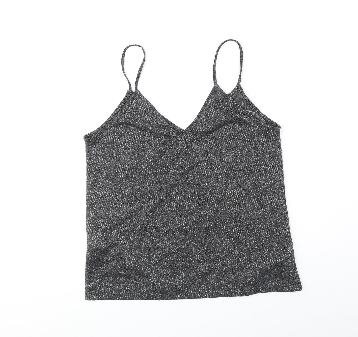 Topshop Womens Black Polyester Camisole Tank Size 10 V-Neck