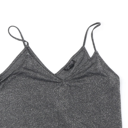 Topshop Womens Black Polyester Camisole Tank Size 10 V-Neck