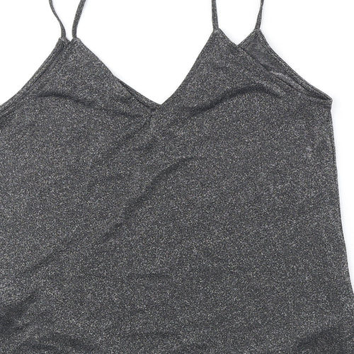 Topshop Womens Black Polyester Camisole Tank Size 10 V-Neck