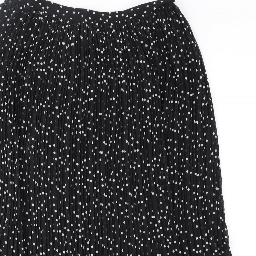 George Womens Black Polka Dot Polyester Pleated Skirt Size 14