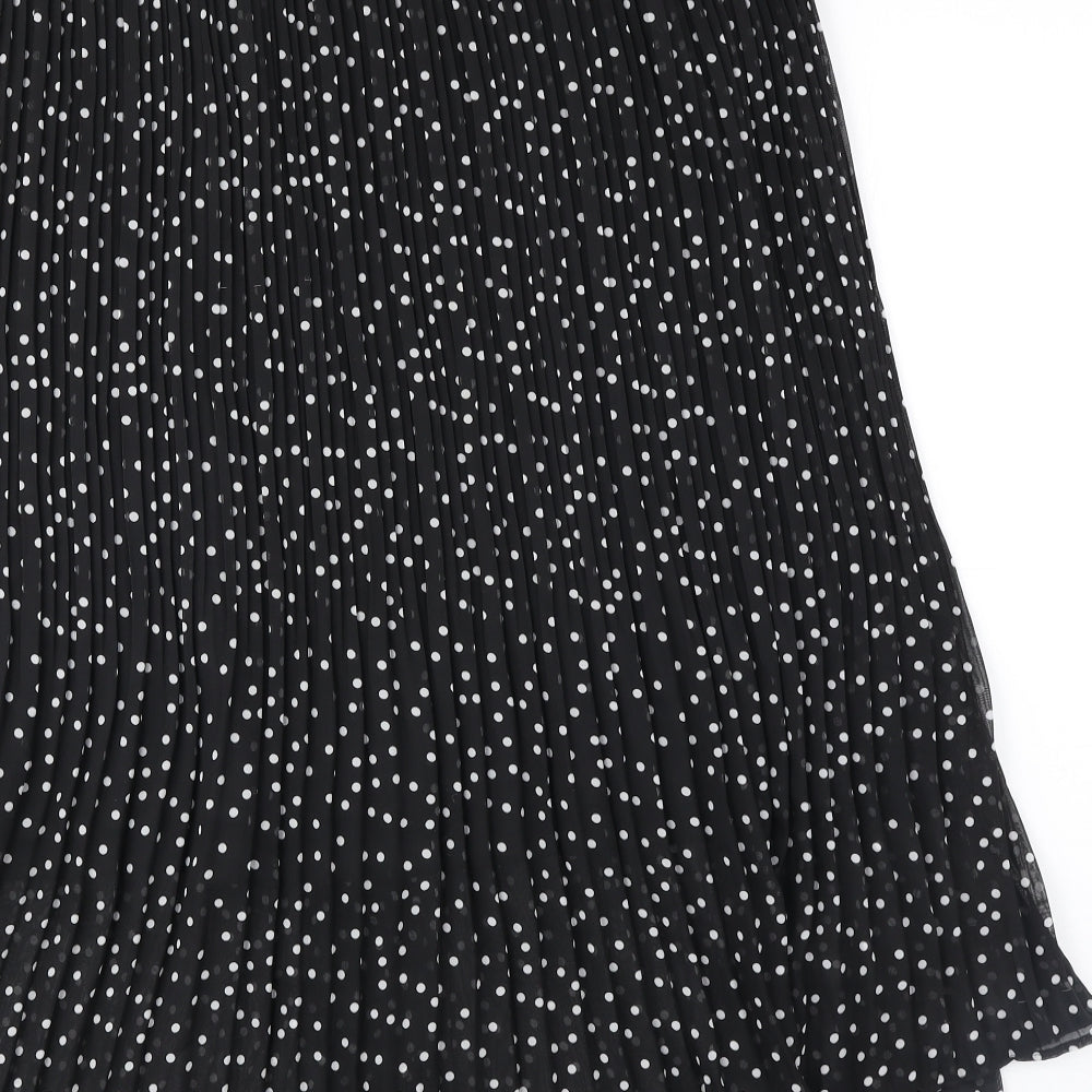 George Womens Black Polka Dot Polyester Pleated Skirt Size 14