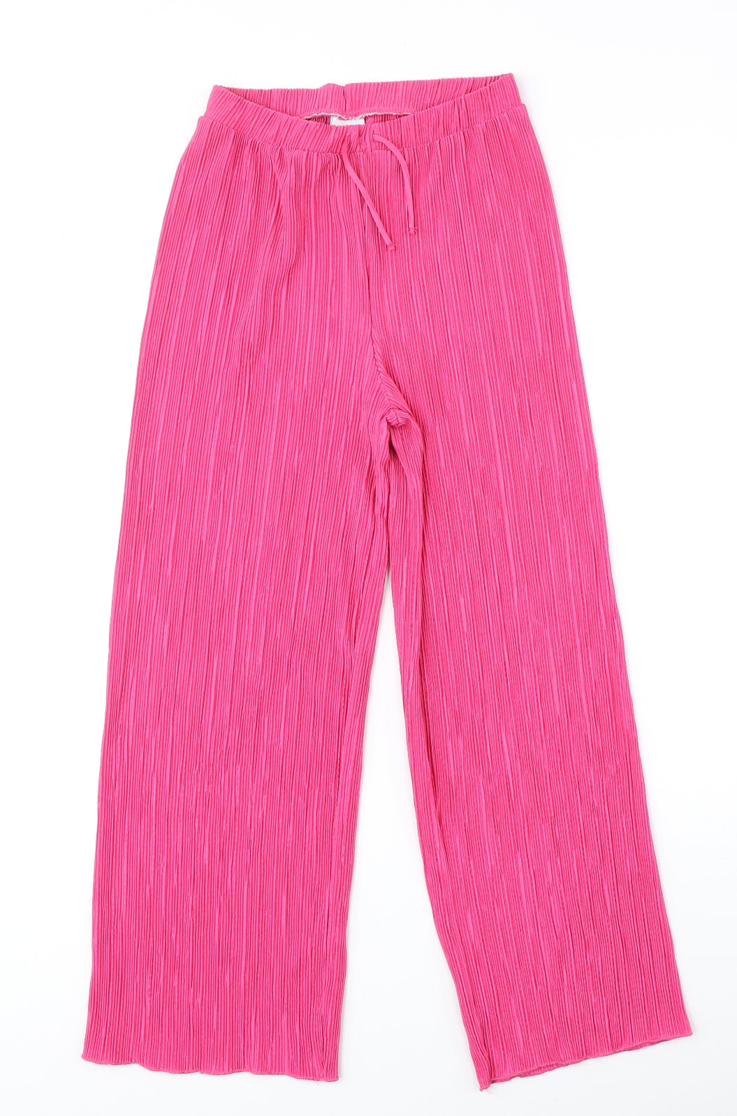 Zara Girls Pink Polyester Jogger Trousers Size 11-12 Years Regular Drawstring - Plisse