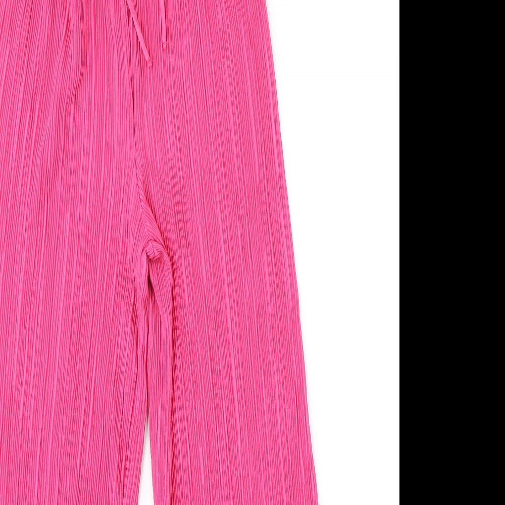 Zara Girls Pink Polyester Jogger Trousers Size 11-12 Years Regular Drawstring - Plisse
