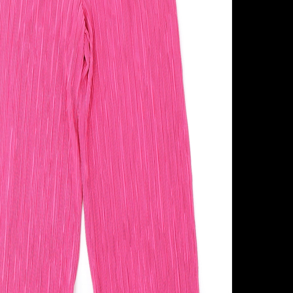 Zara Girls Pink Polyester Jogger Trousers Size 11-12 Years Regular Drawstring - Plisse