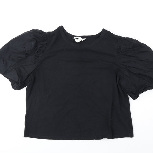 H&M Womens Black Polyester Basic Blouse Size XL Round Neck