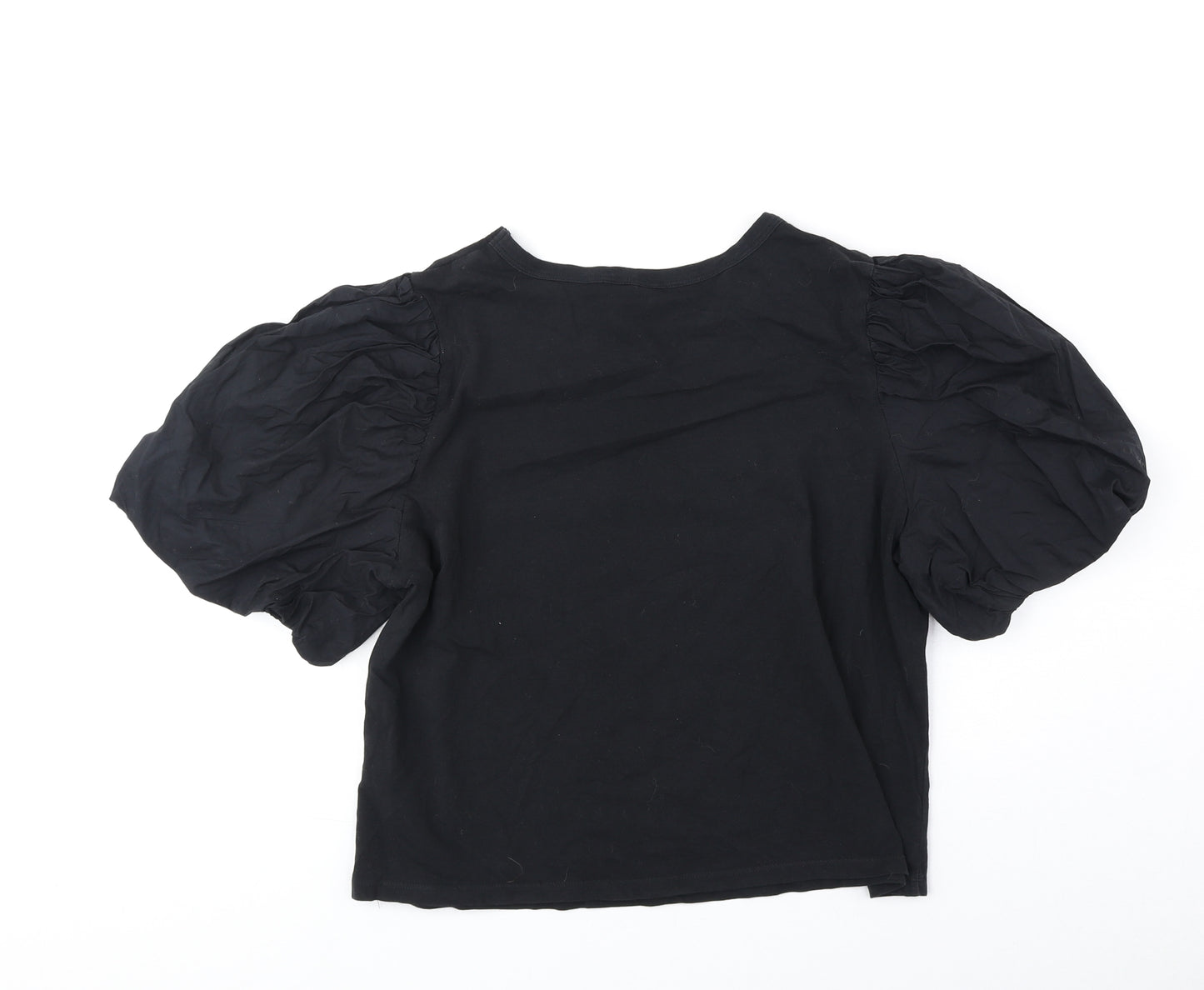 H&M Womens Black Polyester Basic Blouse Size XL Round Neck