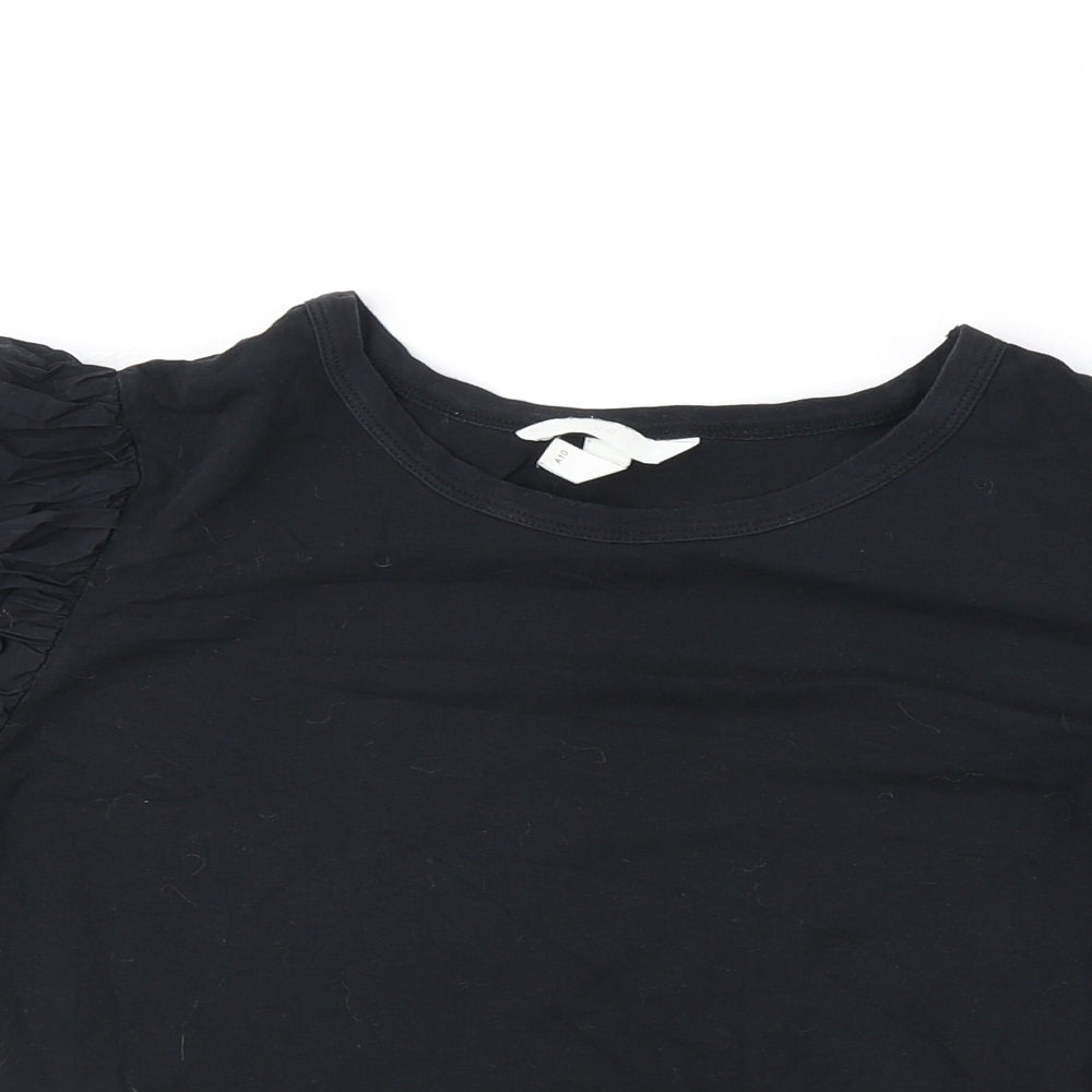 H&M Womens Black Polyester Basic Blouse Size XL Round Neck