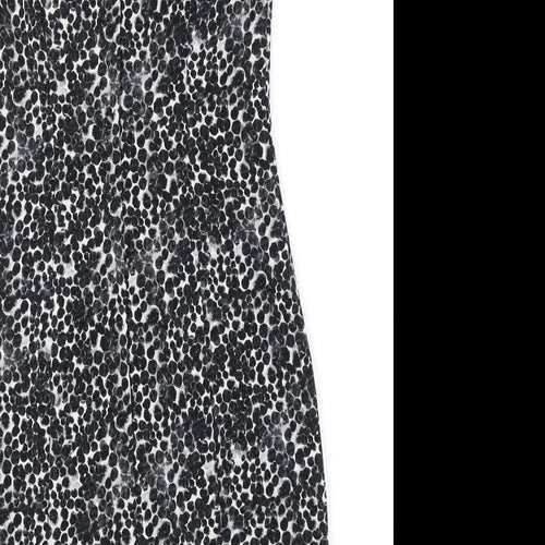 H&M Womens Black Geometric Polyester A-Line Size 8 Round Neck Zip