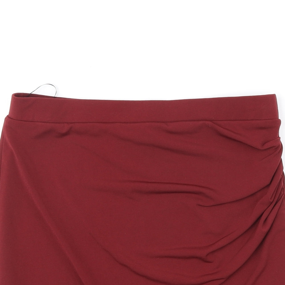 New Look Womens Red Polyester A-Line Skirt Size 8