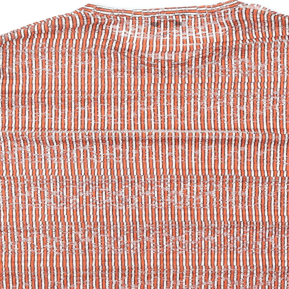 Per Una Womens Orange Geometric Polyester Basic T-Shirt Size 20 Round Neck